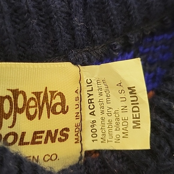 Chippewa Woolens Men's Blue and Orange Grandpa Sweater, Sz Medium - Picture 5 of 5